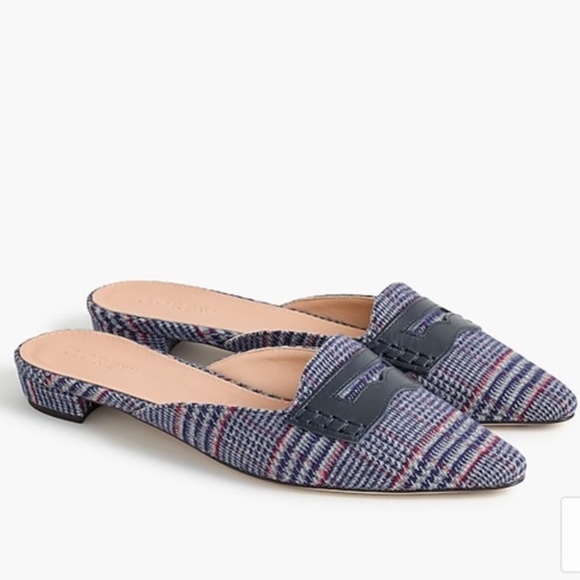 J Crew Shoes - J CREW NWB Navy Tweed Loafer Mules/Flats